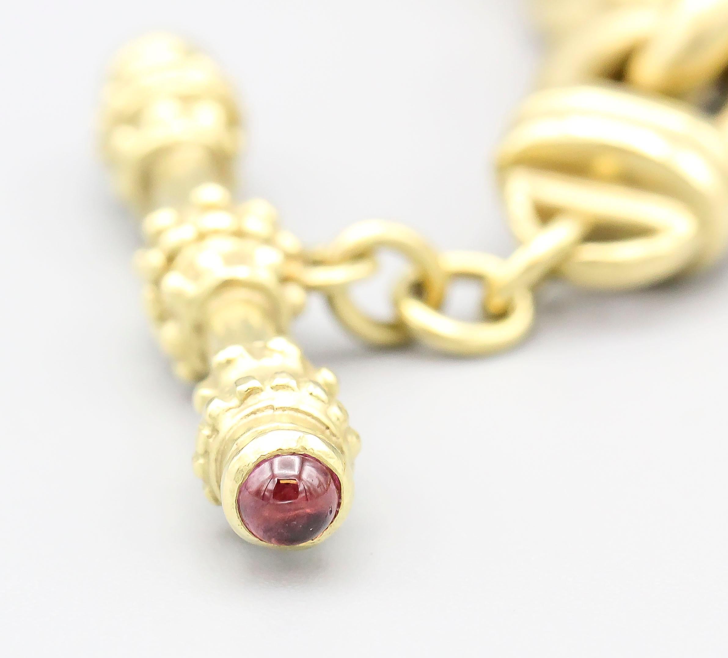 Estate Tourmaline 18 Karat Gold Toggle Link Necklace 1