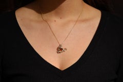 Estate Tourmaline Diamond and Ruby Frog 18k Yellow Gold Necklace