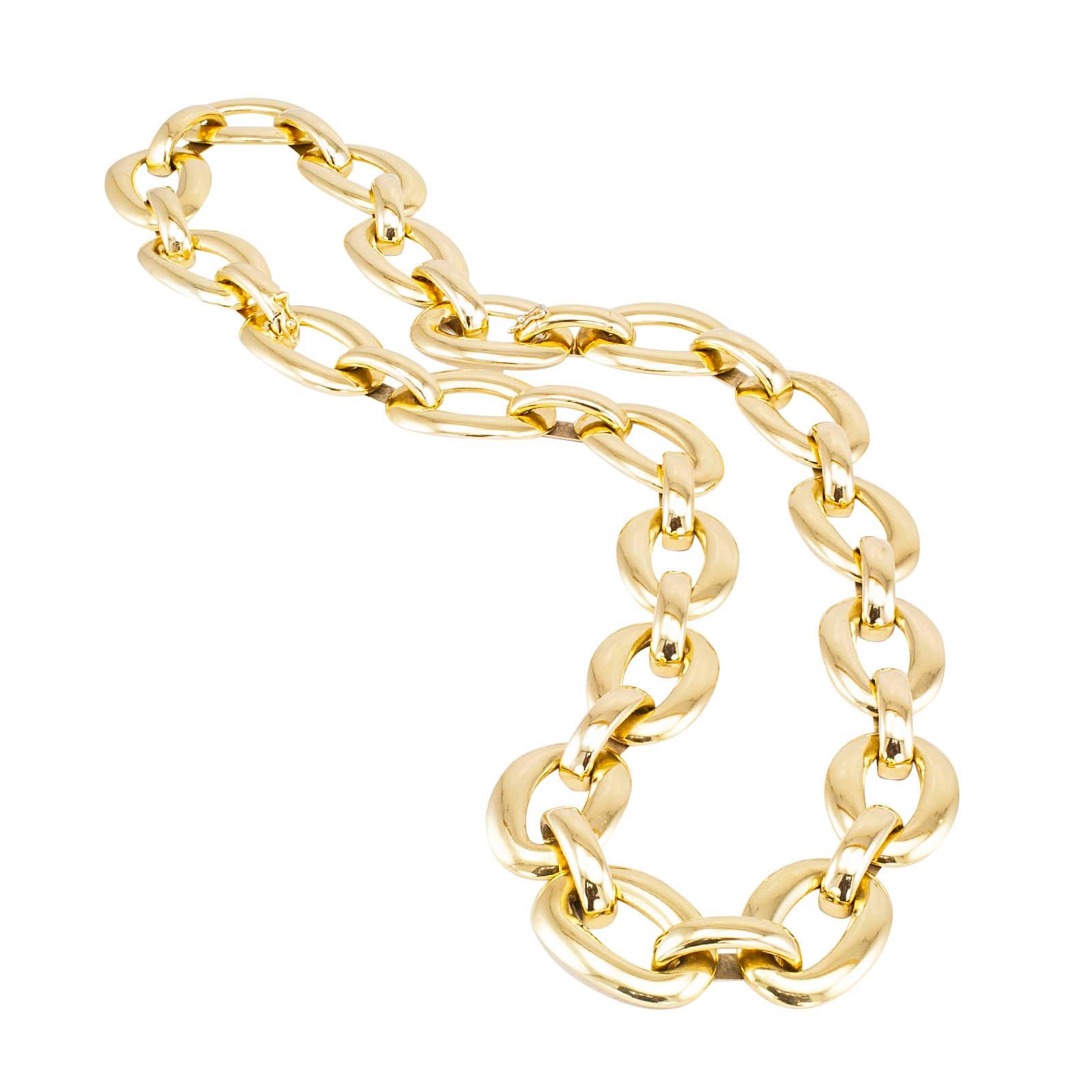 Modern Estate Transformable Yellow Gold Link Bracelet Necklace Set