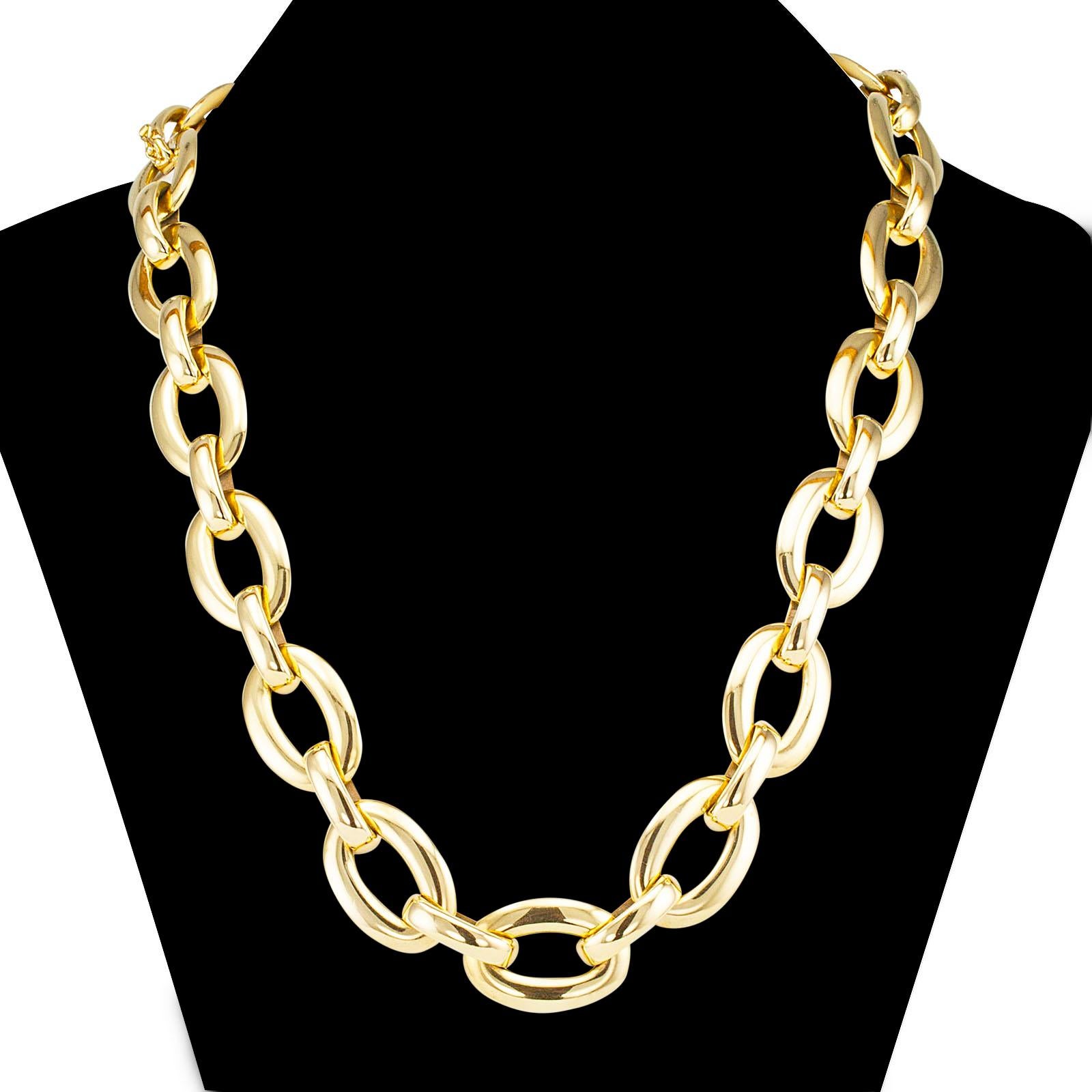 Women's or Men's Estate Transformable Yellow Gold Link Bracelet Necklace Set