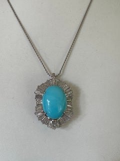 Estate Turquoise and Diamond Ballerina Pendant Necklace