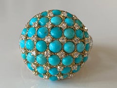 Estate Turquoise and Diamond Cocktail Ring