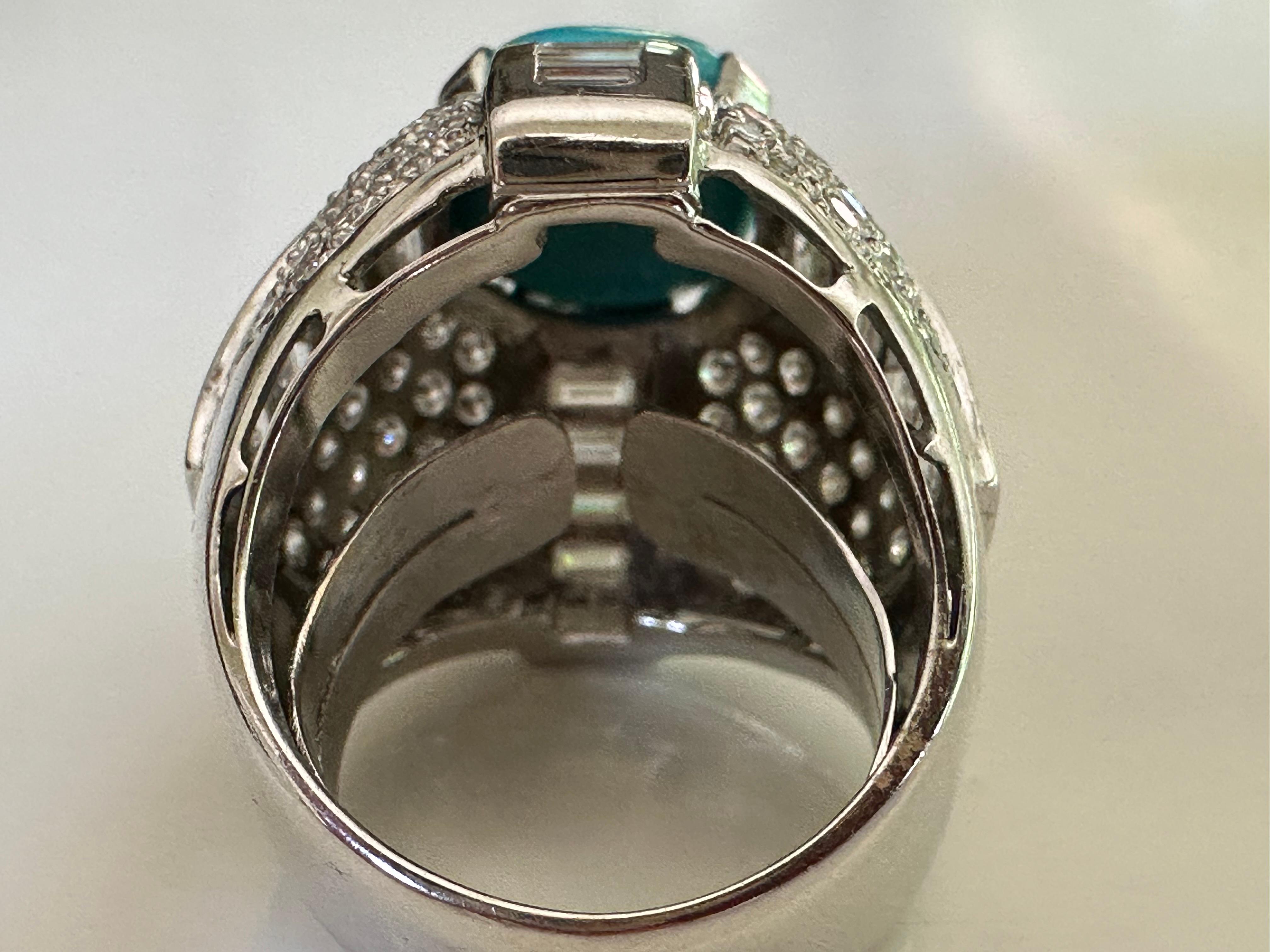 Estate Turquoise and Diamond Dome Cocktail Ring  In Good Condition For Sale In Denver, CO