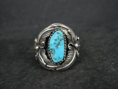 Estate Turquoise Feather Ring Sterling Size 9