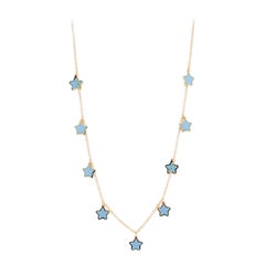 Estate Turquoise Star Necklace in 14 Karat Yellow Gold