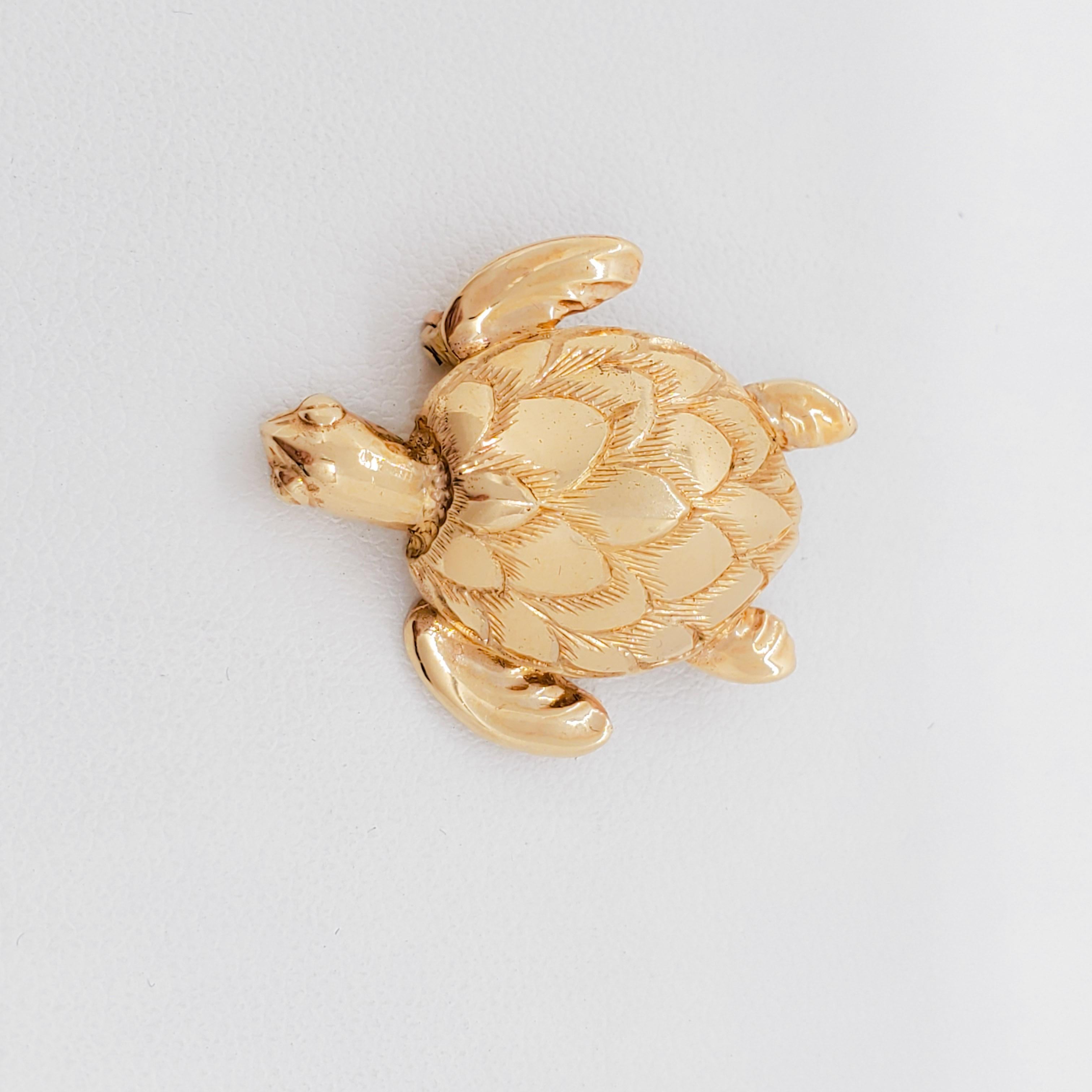  Broche tortue de succession en or jaune 14 carats Unisexe 