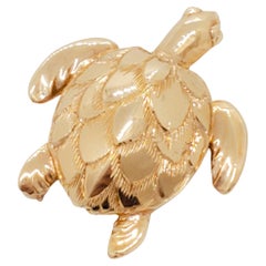 Estate Turtle Brooch in 14k Yellow Gold