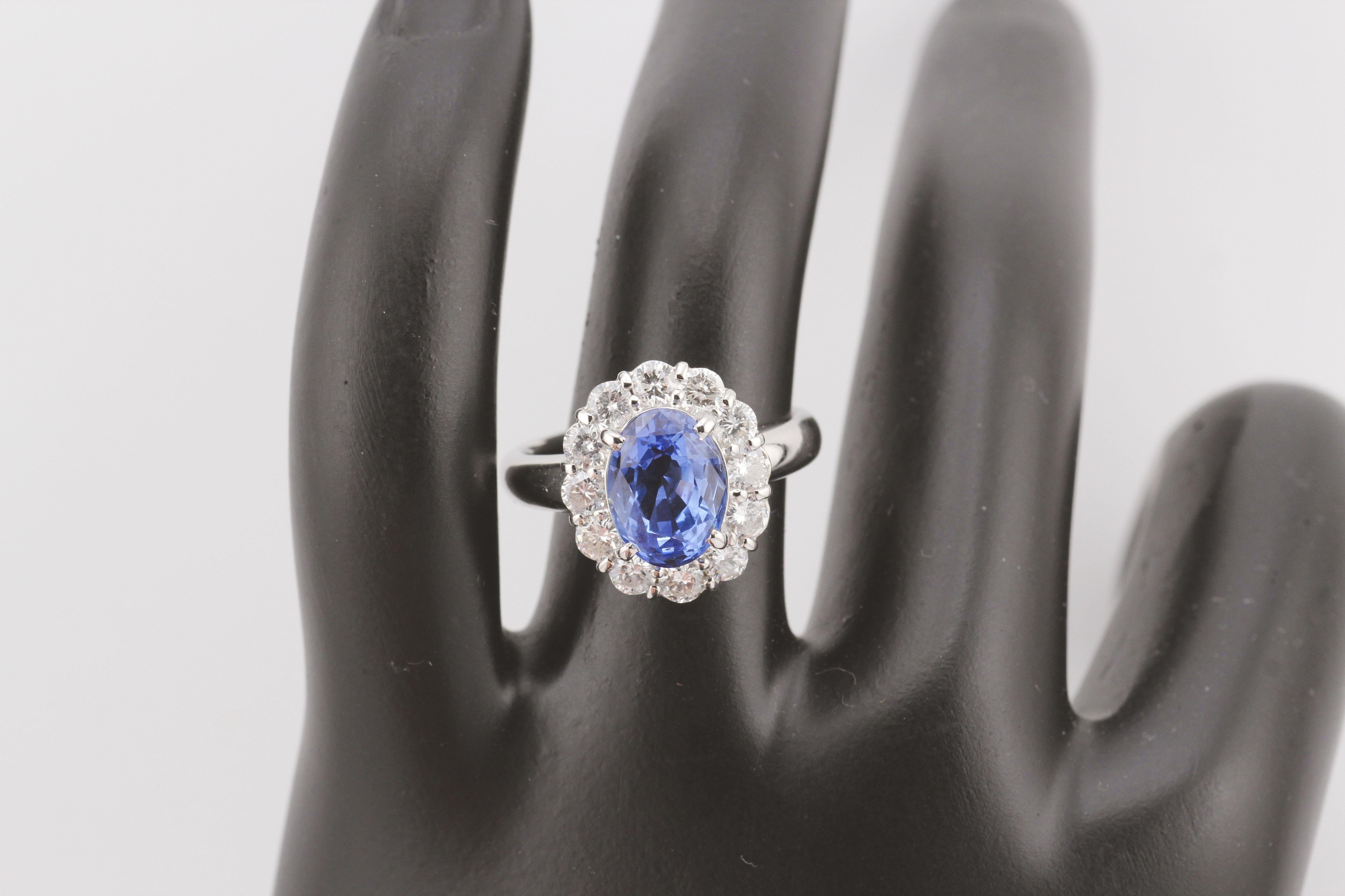 Estate Unheated 3.83ct Sapphire 1.03ct Diamond Platinum Ring Size 6 5