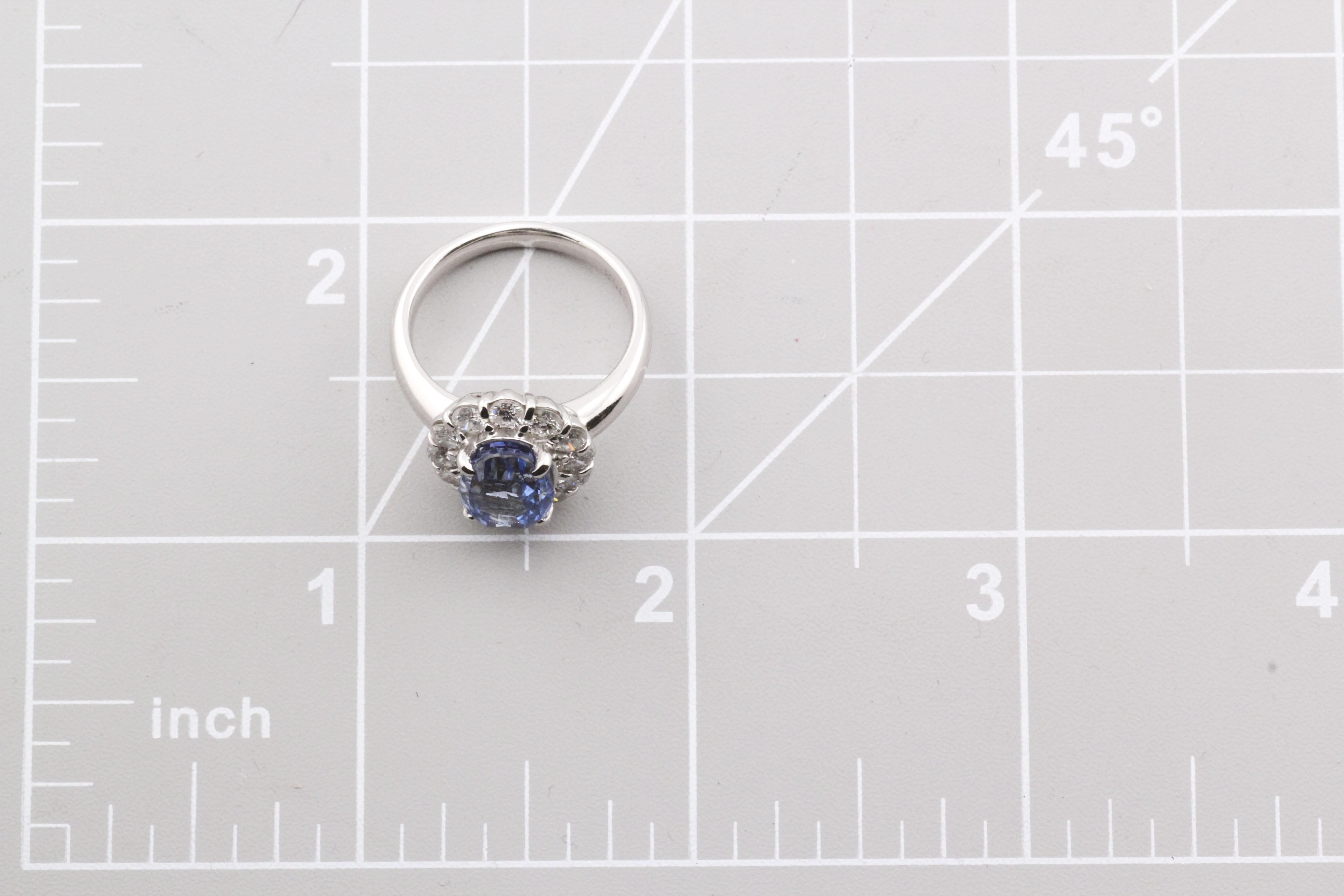 Estate Unheated 3.83ct Sapphire 1.03ct Diamond Platinum Ring Size 6 8