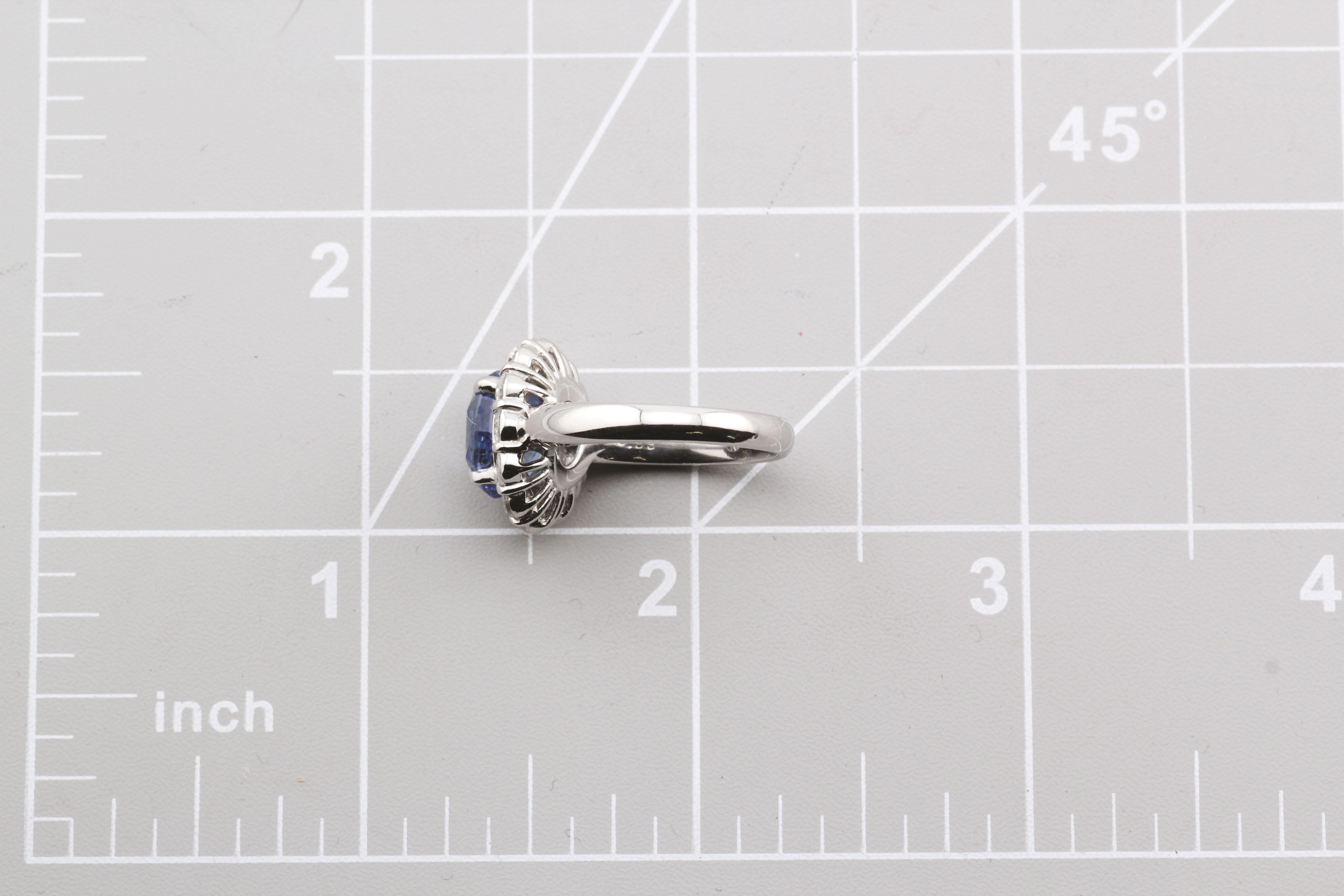Estate Unheated 3.83ct Sapphire 1.03ct Diamond Platinum Ring Size 6 9