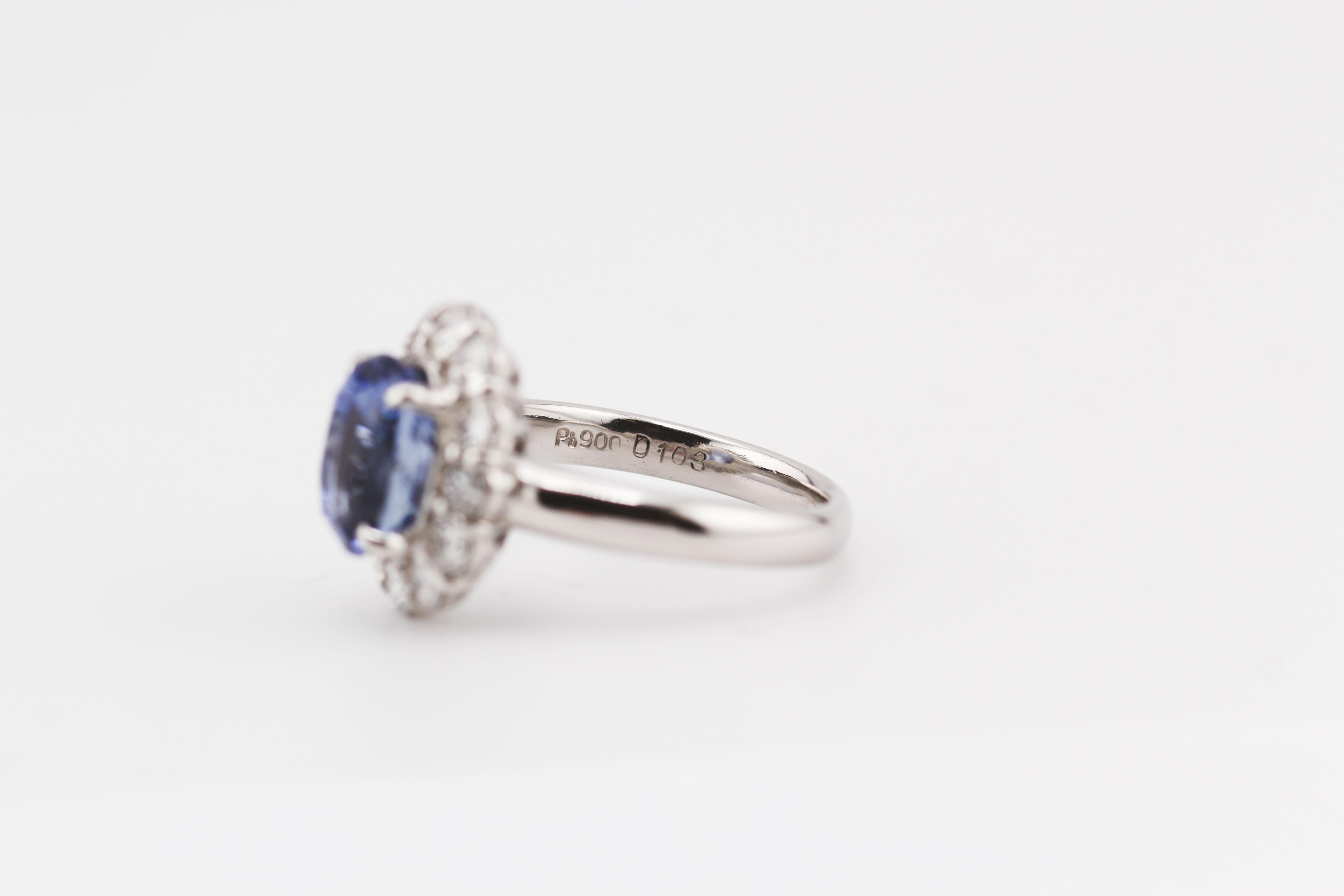 Estate Unheated 3.83ct Sapphire 1.03ct Diamond Platinum Ring Size 6 2