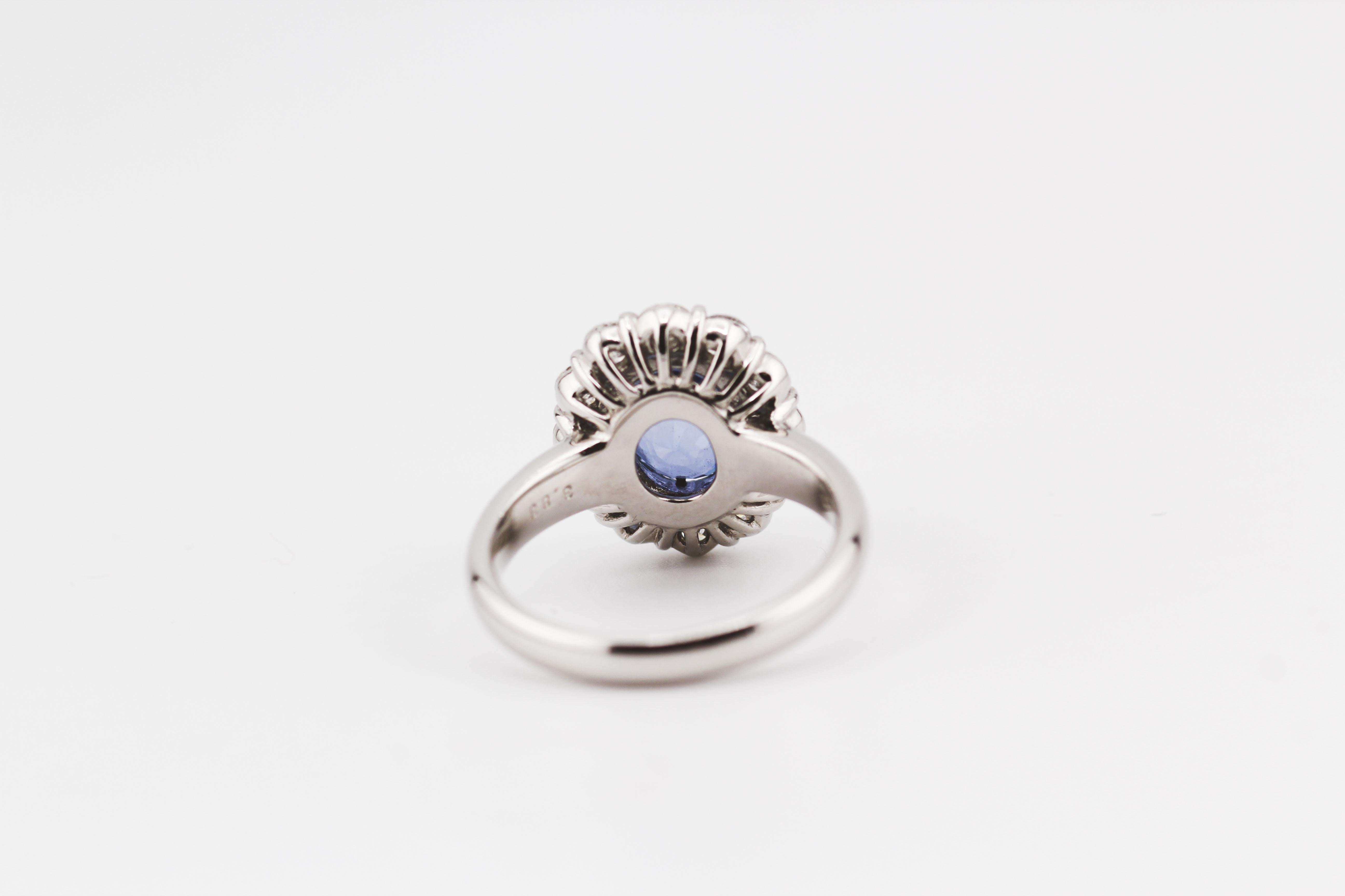 Estate Unheated 3.83ct Sapphire 1.03ct Diamond Platinum Ring Size 6 4