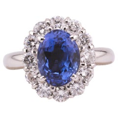 Estate Unheated 3.83ct Sapphire 1.03ct Diamond Platinum Ring Size 6