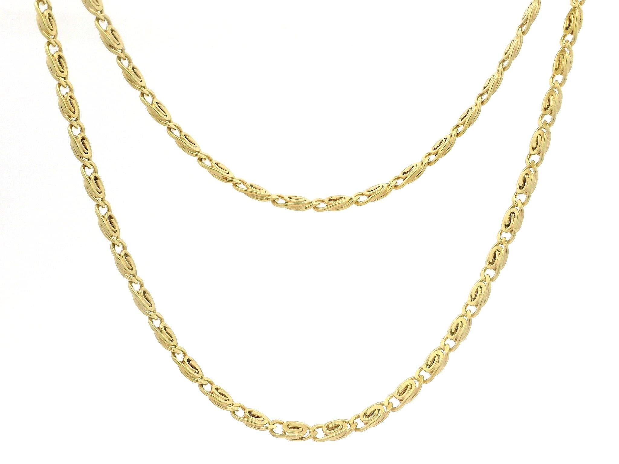 Estate Unisex Collar de cadena de eslabones de ojo de tigre italiano de oro amarillo de 14k y 18