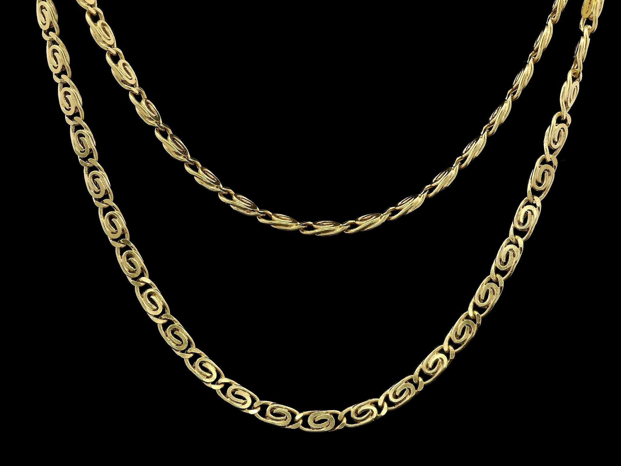 Estate Unisex Collar de cadena de eslabones de ojo de tigre italiano de oro amarillo de 14k y 18