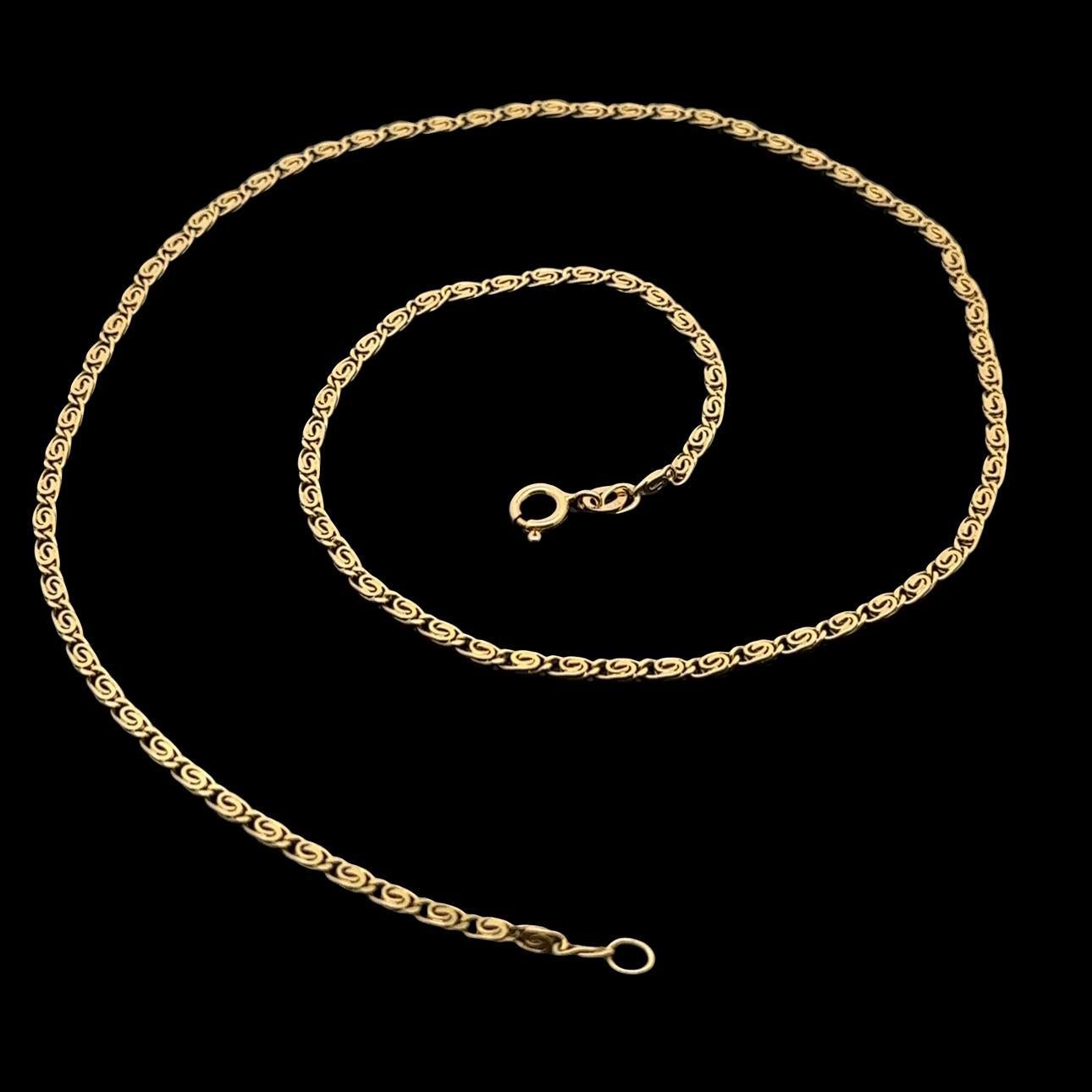 Estate Unisex Collar de cadena de eslabones de ojo de tigre italiano de oro amarillo de 14k y 18