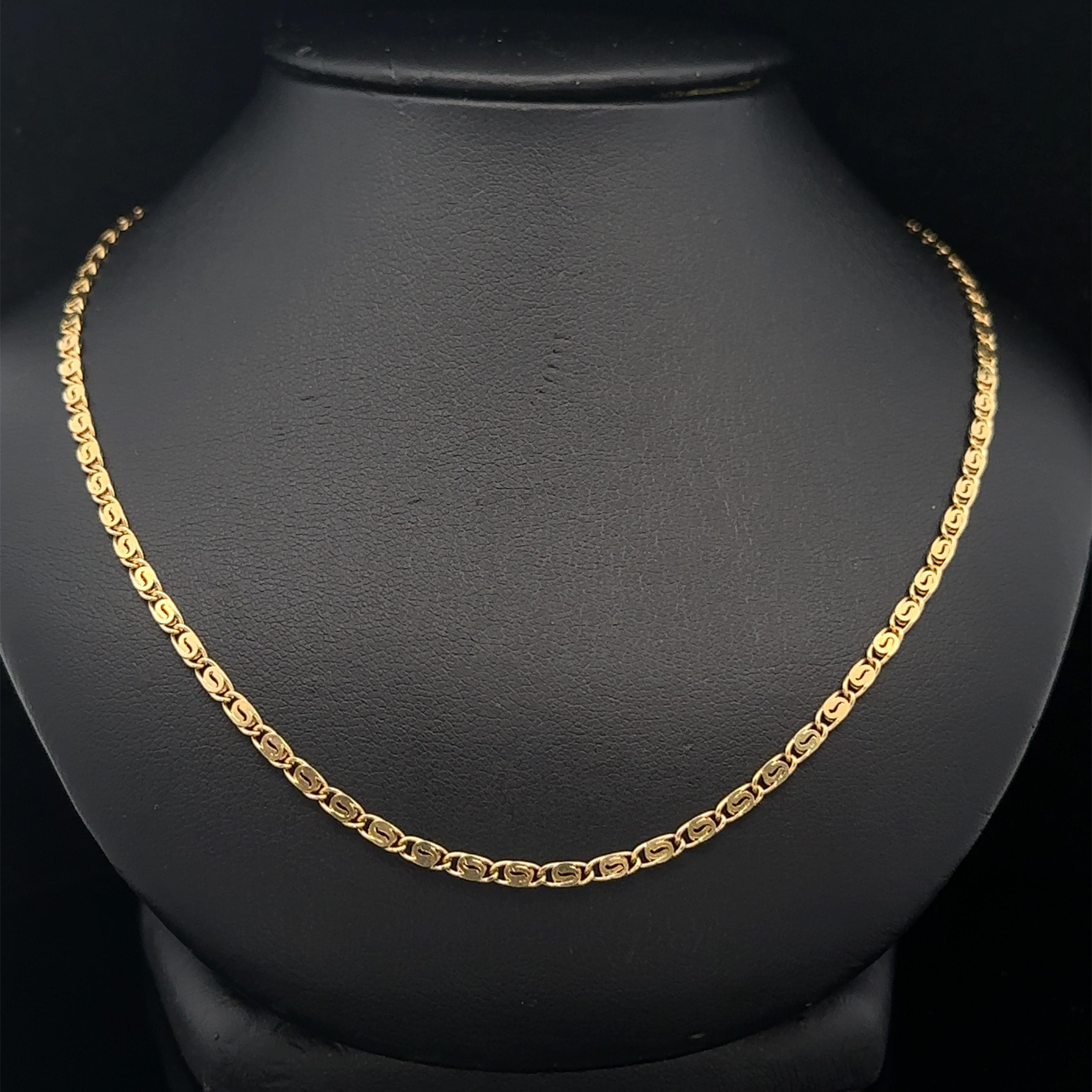 Estate Unisex Collar de cadena de eslabones de ojo de tigre italiano de oro amarillo de 14k y 18