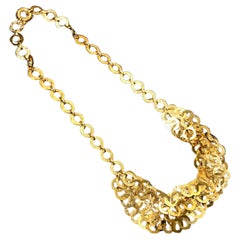 Nachlass UNOAERRE 18K Gelbgold Texturierte Kreis Gliederhalskette Bib Italienische Halskette 18