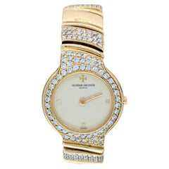 Estate Vacheron & Constantin White Diamond Watch in 18K Yellow Gold