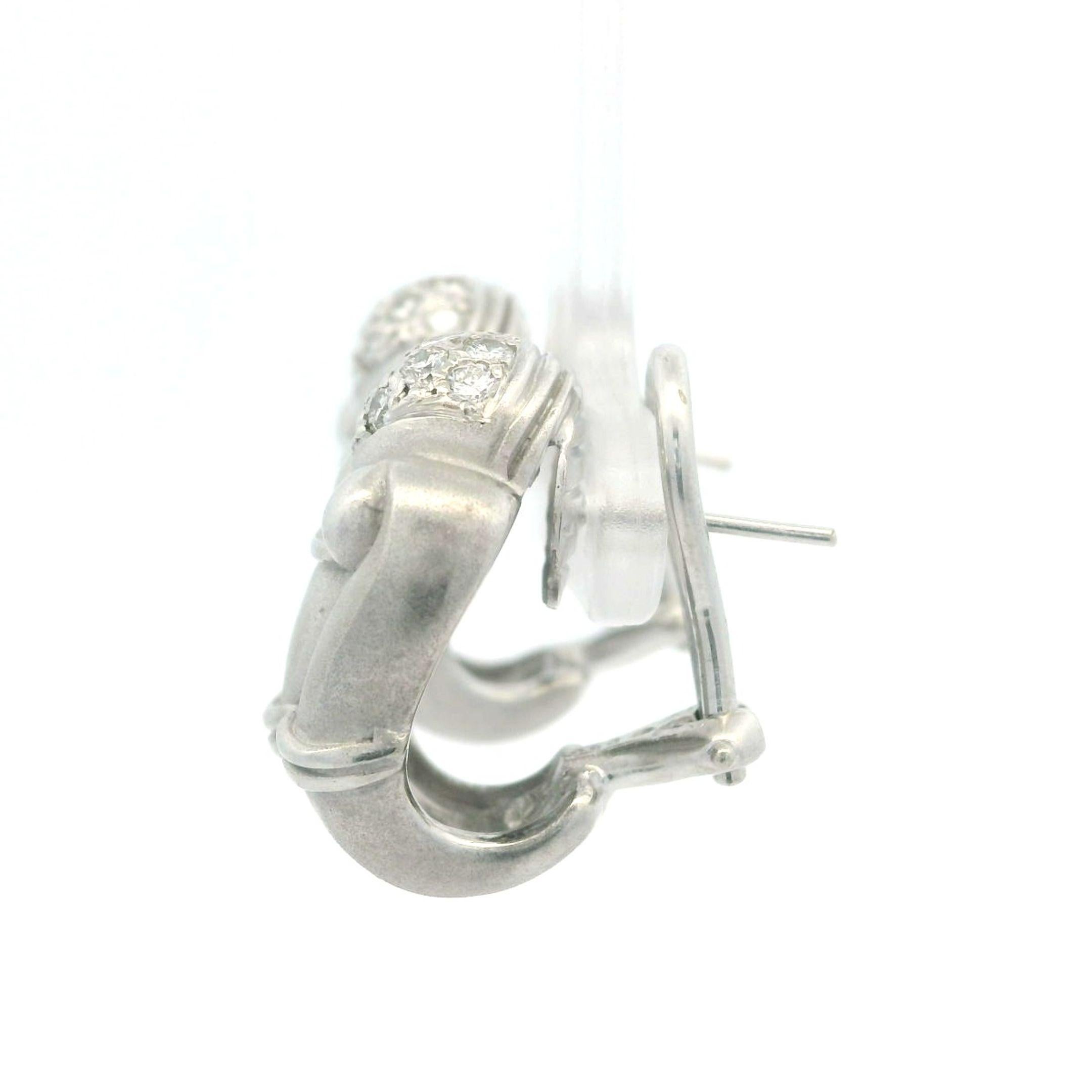 Women's Estate Vahe Naltchayan White Gold 0.32ctw Diamond Huggie Column Style Earring For Sale