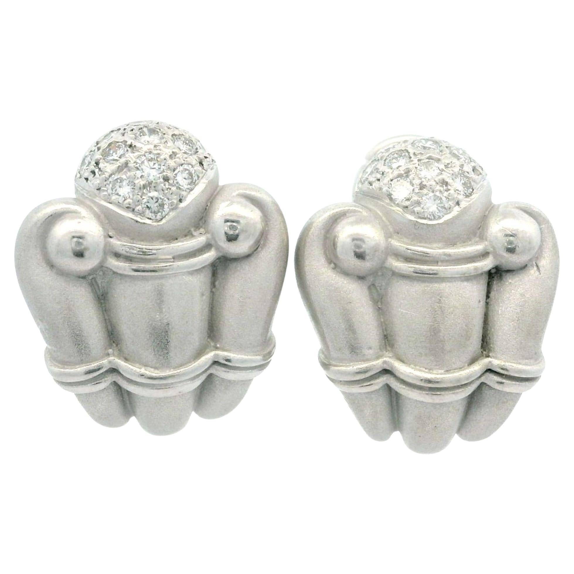 Nachlass Vahe Naltchayan Weißgold 0,32 Karat Diamant Huggie Column Style Ohrring