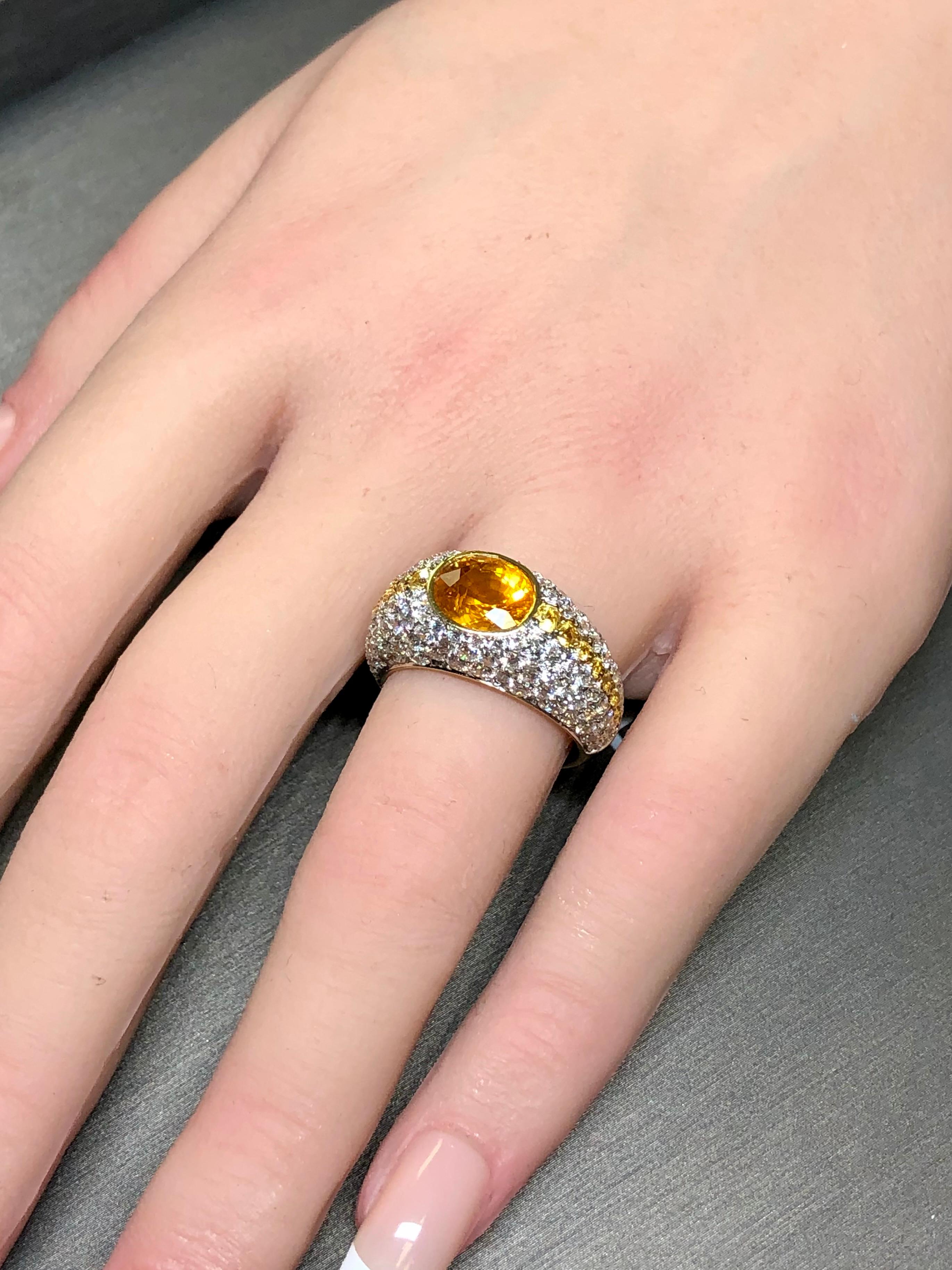 Estate VALENTE 18K Diamante Amarillo Zafiro Anillo de Cóctel 6.82cttw Sz 7.5 en venta 4