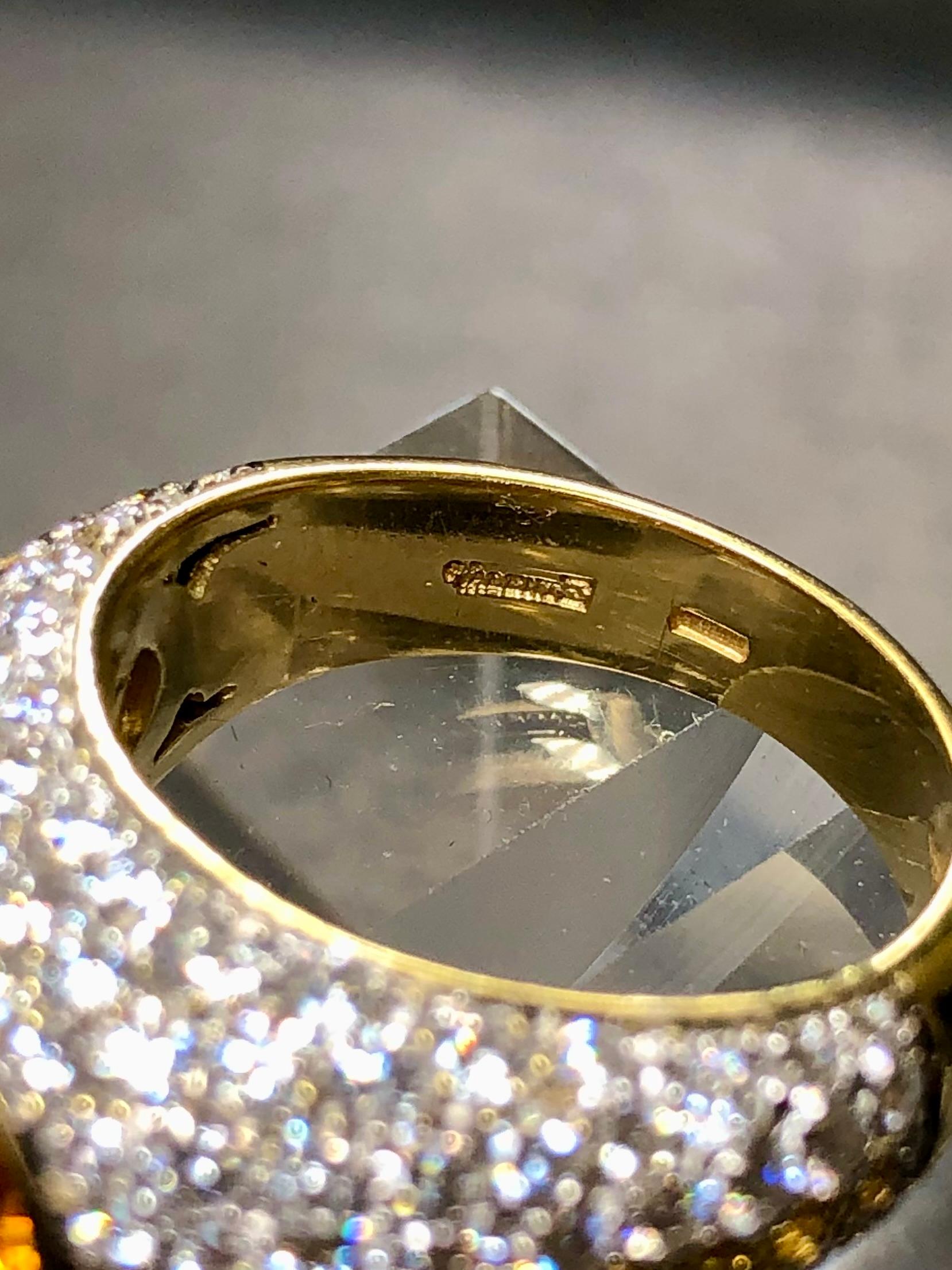Estate VALENTE 18K Diamante Amarillo Zafiro Anillo de Cóctel 6.82cttw Sz 7.5 en Bueno estado para la venta en Winter Springs, FL