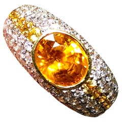 Estate VALENTE 18K Diamond Yellow Sapphire Cocktail Ring 6.82cttw Sz 7.5