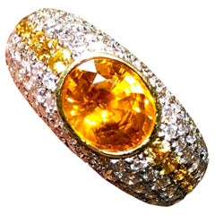 Vintage Estate VALENTE 18K Diamond Yellow Sapphire Cocktail Ring 6.82cttw Sz 7.5