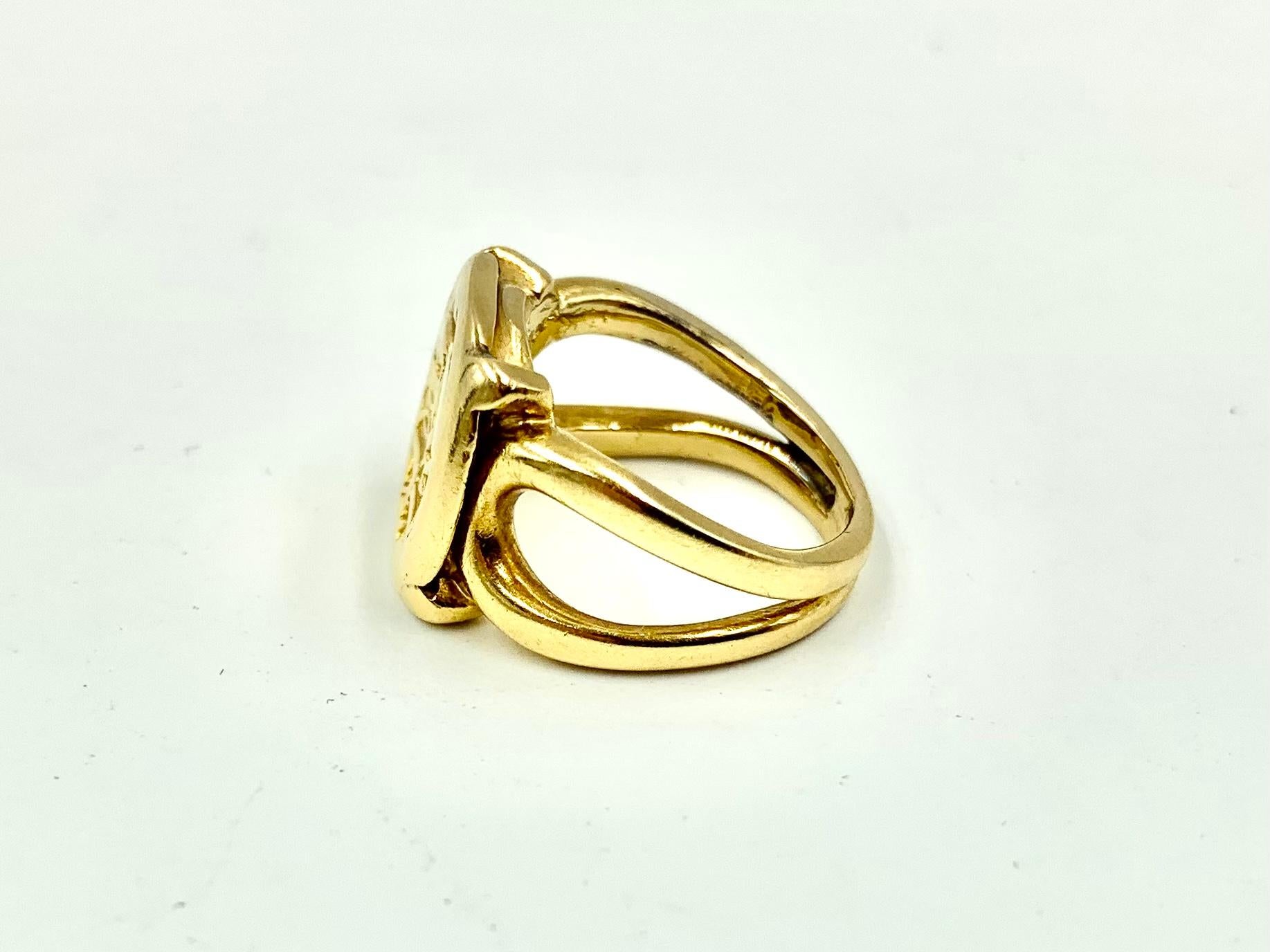 Estate Van Cleef & Arpels 18K Yellow Gold Zodiac Intaglio Libra Signet Ring 5