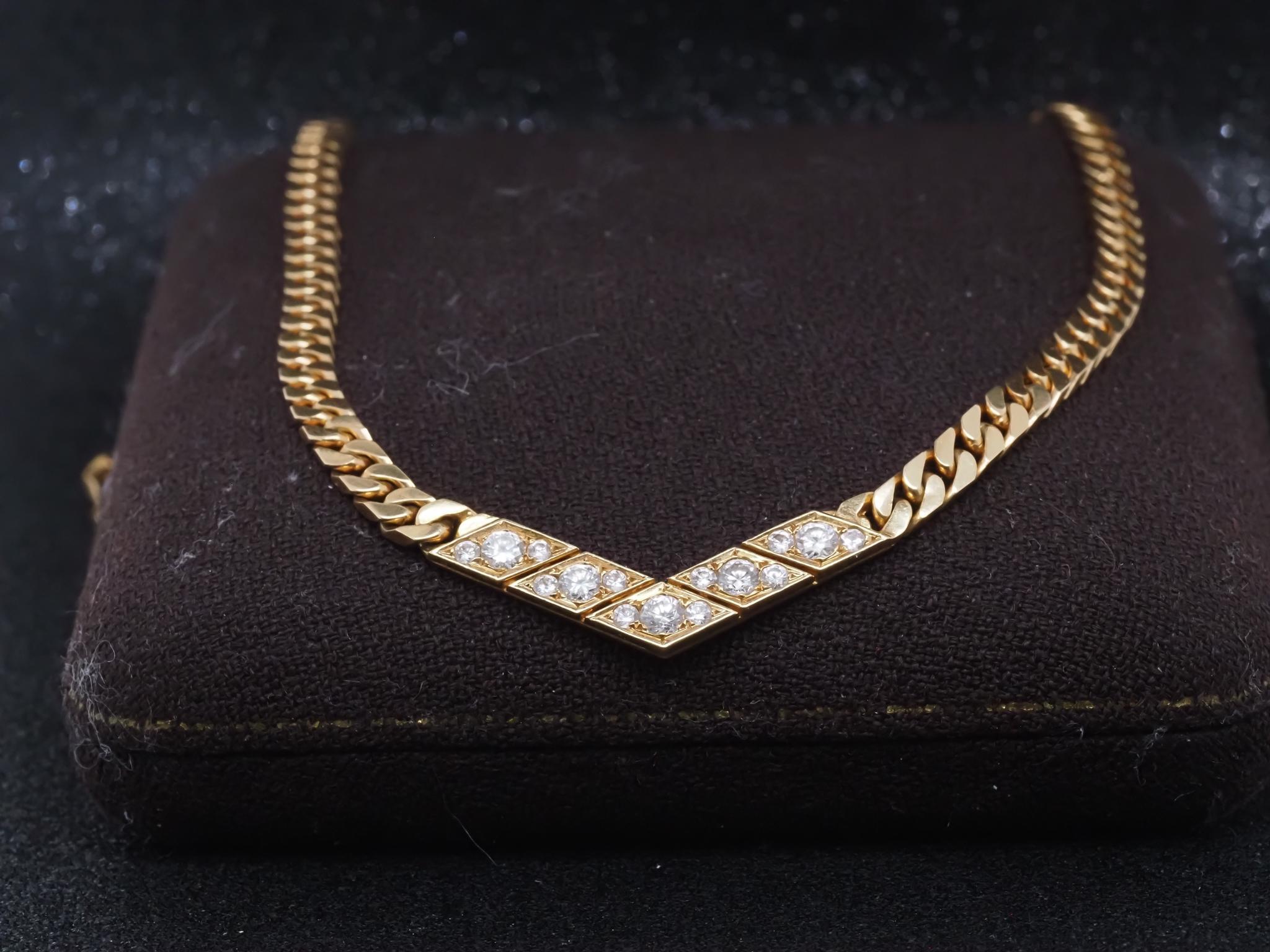 Collar Estate Van Cleef & Arpels de eslabones franceses y diamantes - VHK#1004 en Bueno estado para la venta en Hicksville, NY