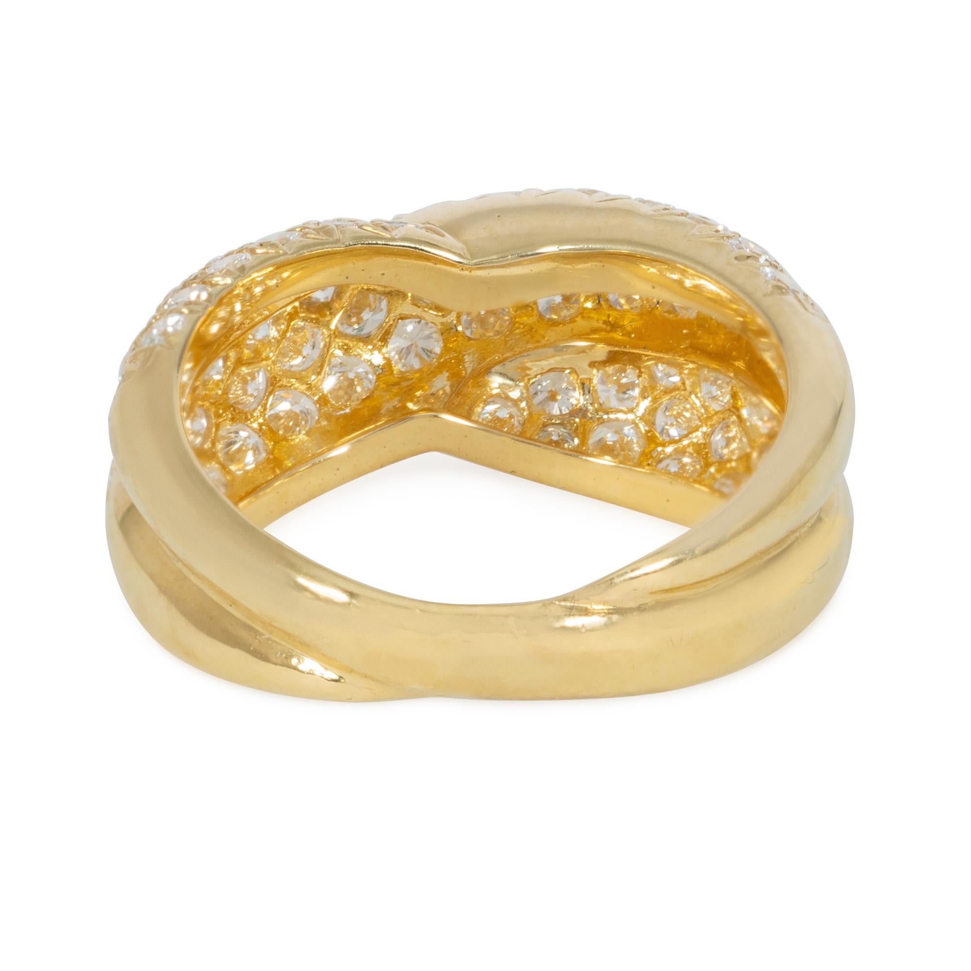 Contemporary Estate Van Cleef & Arpels, Paris Gold and Diamond Band Ring of Crossover Design For Sale