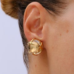 Estate Verdura Caged Rock Crystal 18k Yellow Gold Earclips