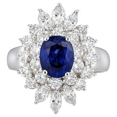 Estate sehr fein 6,81 Karat blauer Saphir und Diamant 18K Weißgold Ring