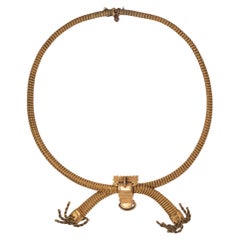 Estate VEstate Victorian Tubogas Tassel Necklace in 18K Yellow Gold with Pendentif
