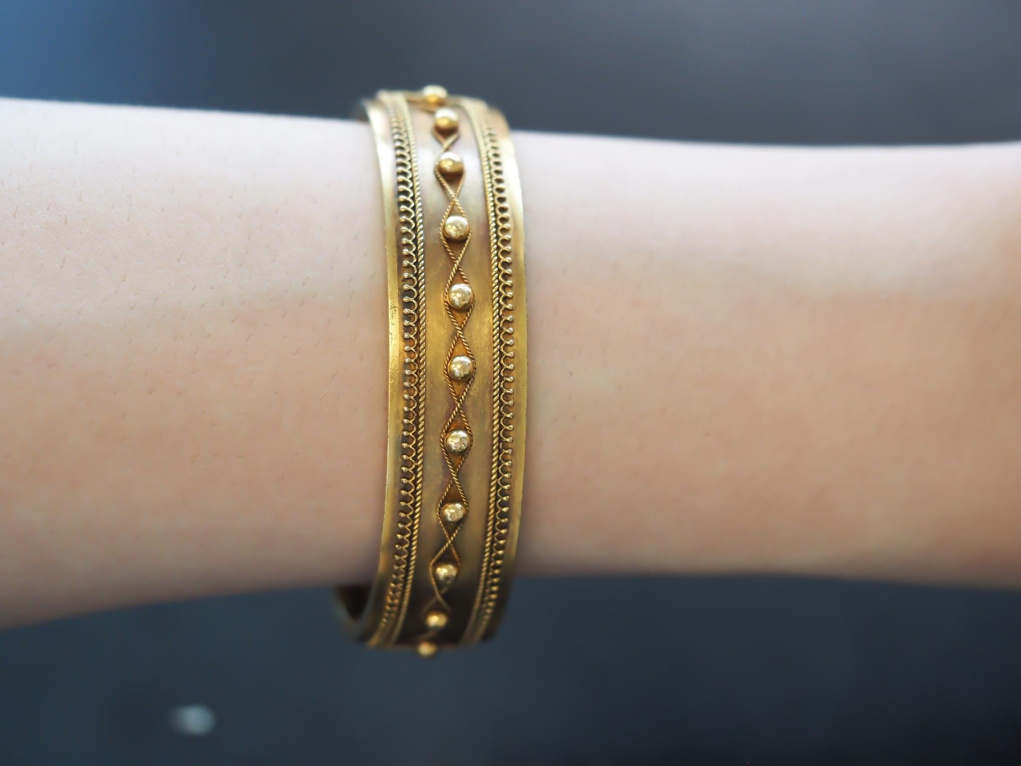 Women's Estate Victorian 14K Gold with 22K Gold Wash Bangle - VHK#1007 For Sale