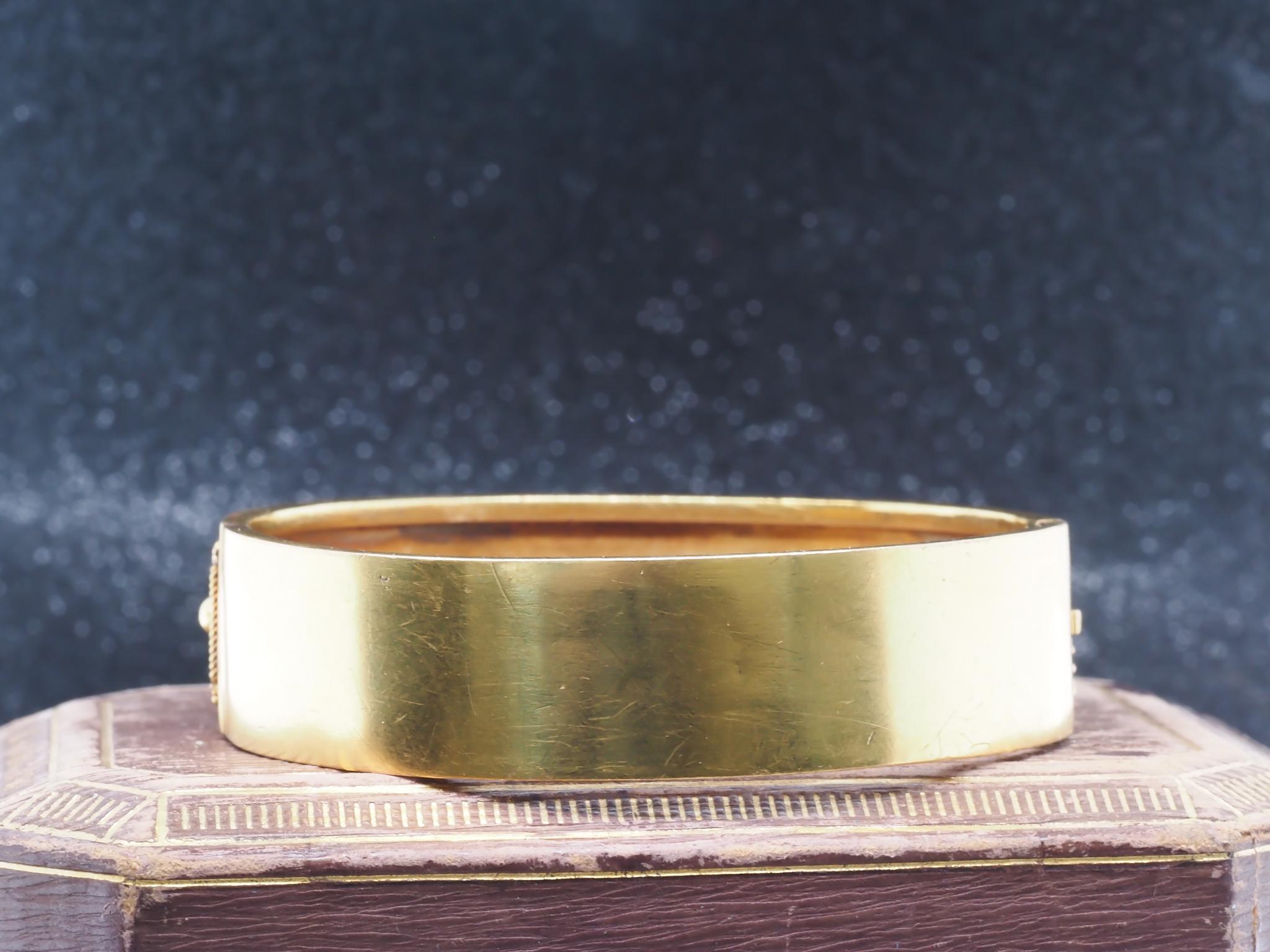 Estate Victorian 14K Gold with 22K Gold Wash Bangle - VHK#1007 For Sale 4