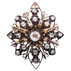 Estate Victorian 14K Yellow Gold Convertible Rose Cut Diamond Pendant & Brooch