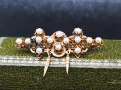 Estate Victorian 14K Yellow Gold Pearl Brooch - VHK#421a