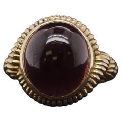 Estate Victorian 15K Yellow Gold Tourmaline Cabochon Ring - VHK#292a