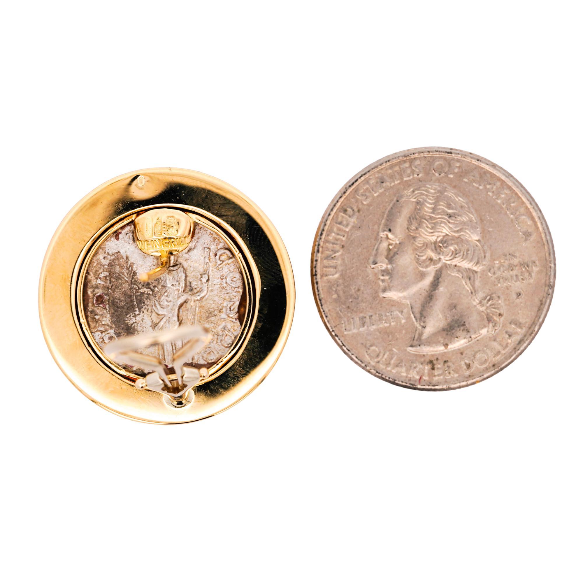 Estate Victorian Elagabalus Denarius 18K Gold Antique Roman Coin Clip-On Earring For Sale 2
