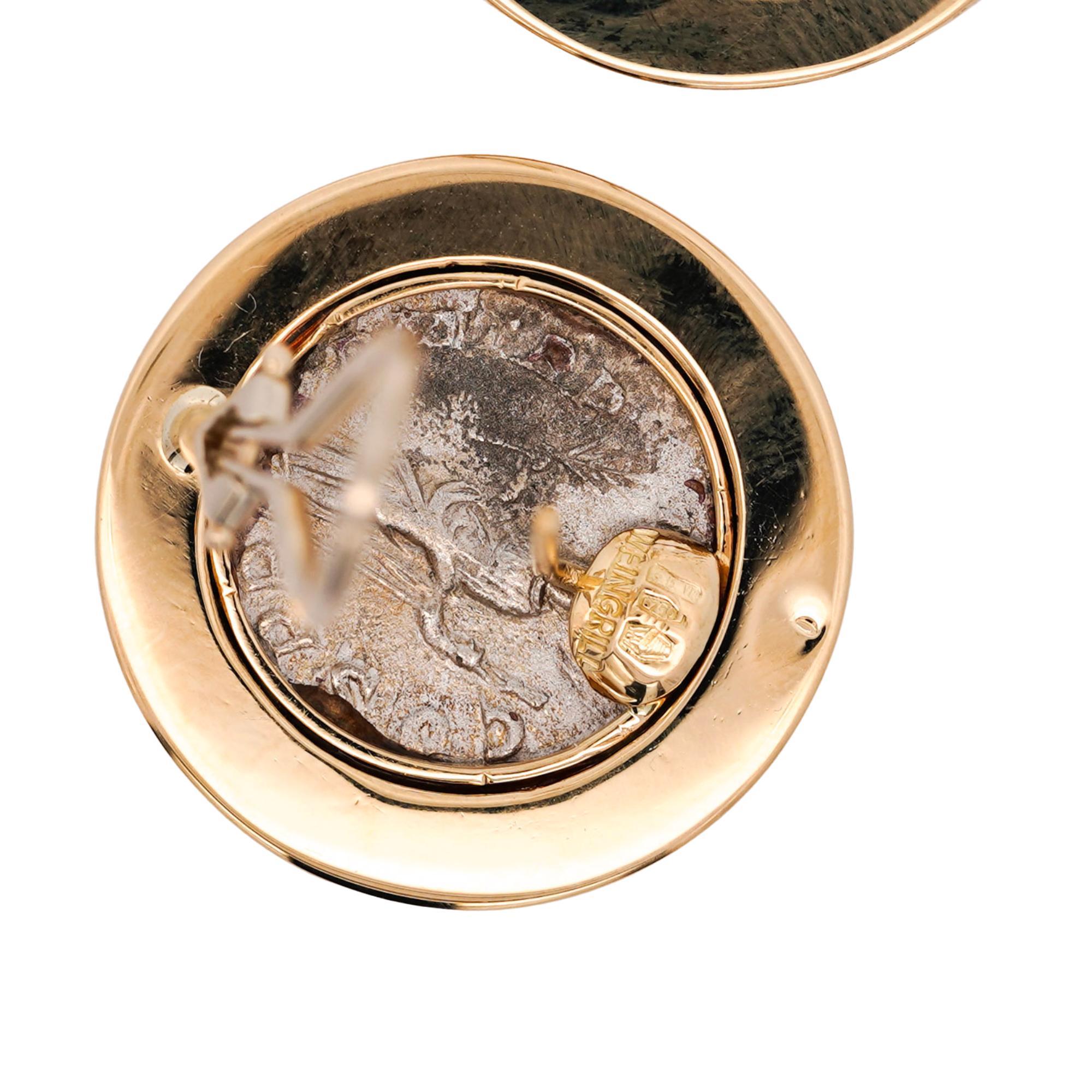 Estate Victorian Elagabalus Denarius 18K Gold Antique Roman Coin Clip-On Earring For Sale 3