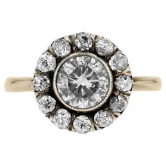 Estate Victorian Revival 1.42 Carat Diamond Cluster Engagement Ring