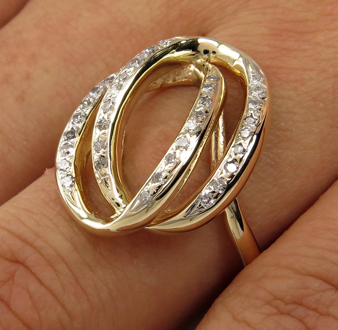 Estate Vintage 0.50ct Pave Diamond Fashion Swirl 14k Yellow Gold Ring 5