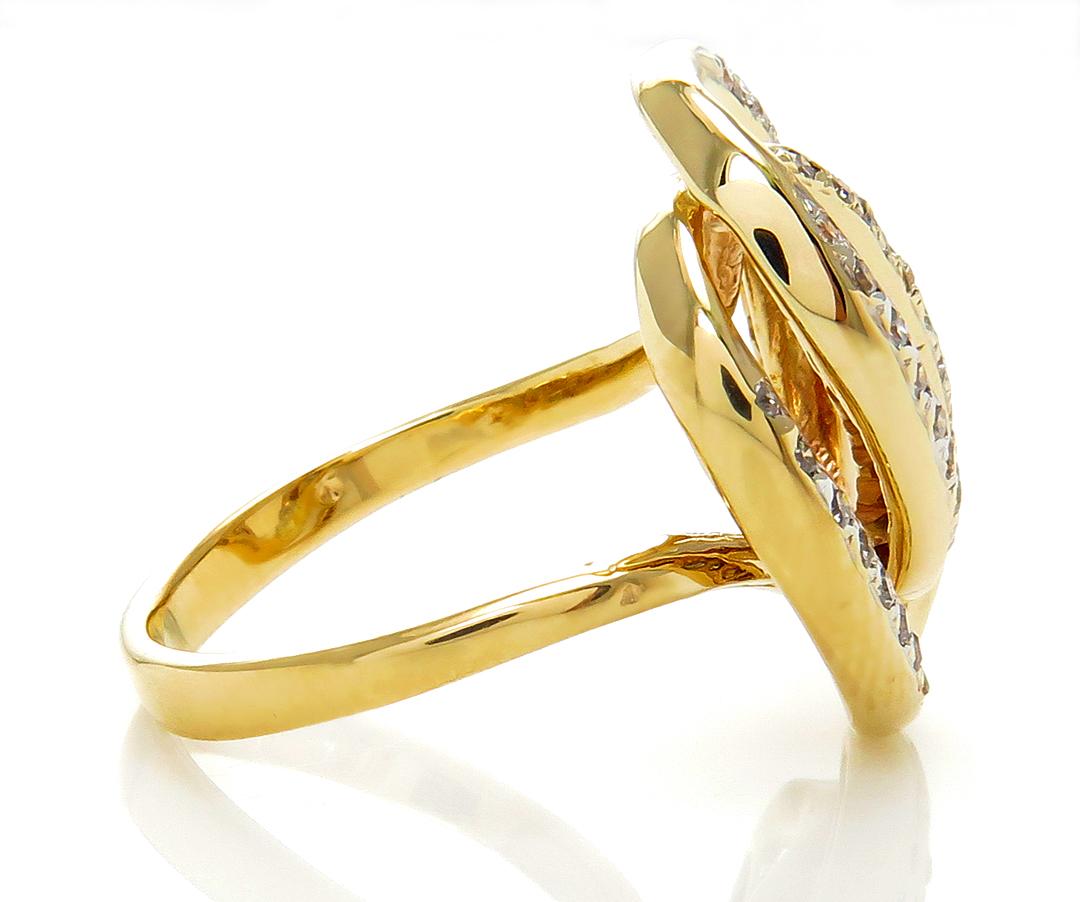 Women's Estate Vintage 0.50ct Pave Diamond Fashion Swirl 14k Yellow Gold Ring
