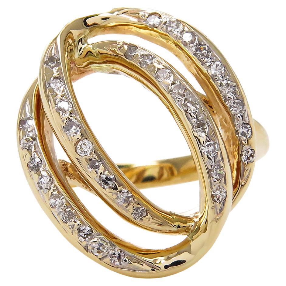 Estate Vintage 0.50ct Pave Diamond Fashion Swirl 14k Yellow Gold Ring