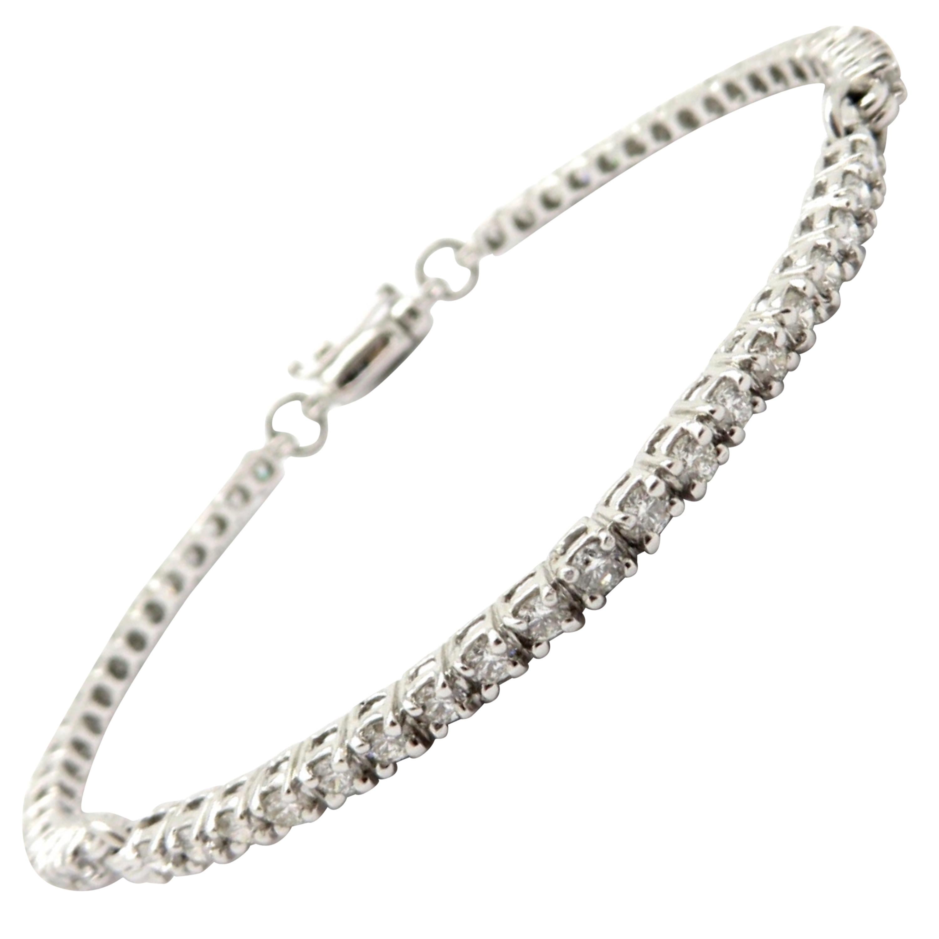 Pulsera vintage de oro blanco de 14 quilates con diamantes redondos