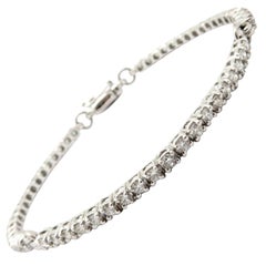 Bracelet de succession vintage en or blanc 14 carats avec diamants ronds