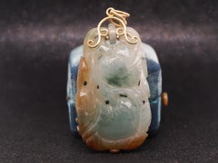 Estate Vintage 14K Gold Jade Sculpture Pendant - VHK#370C