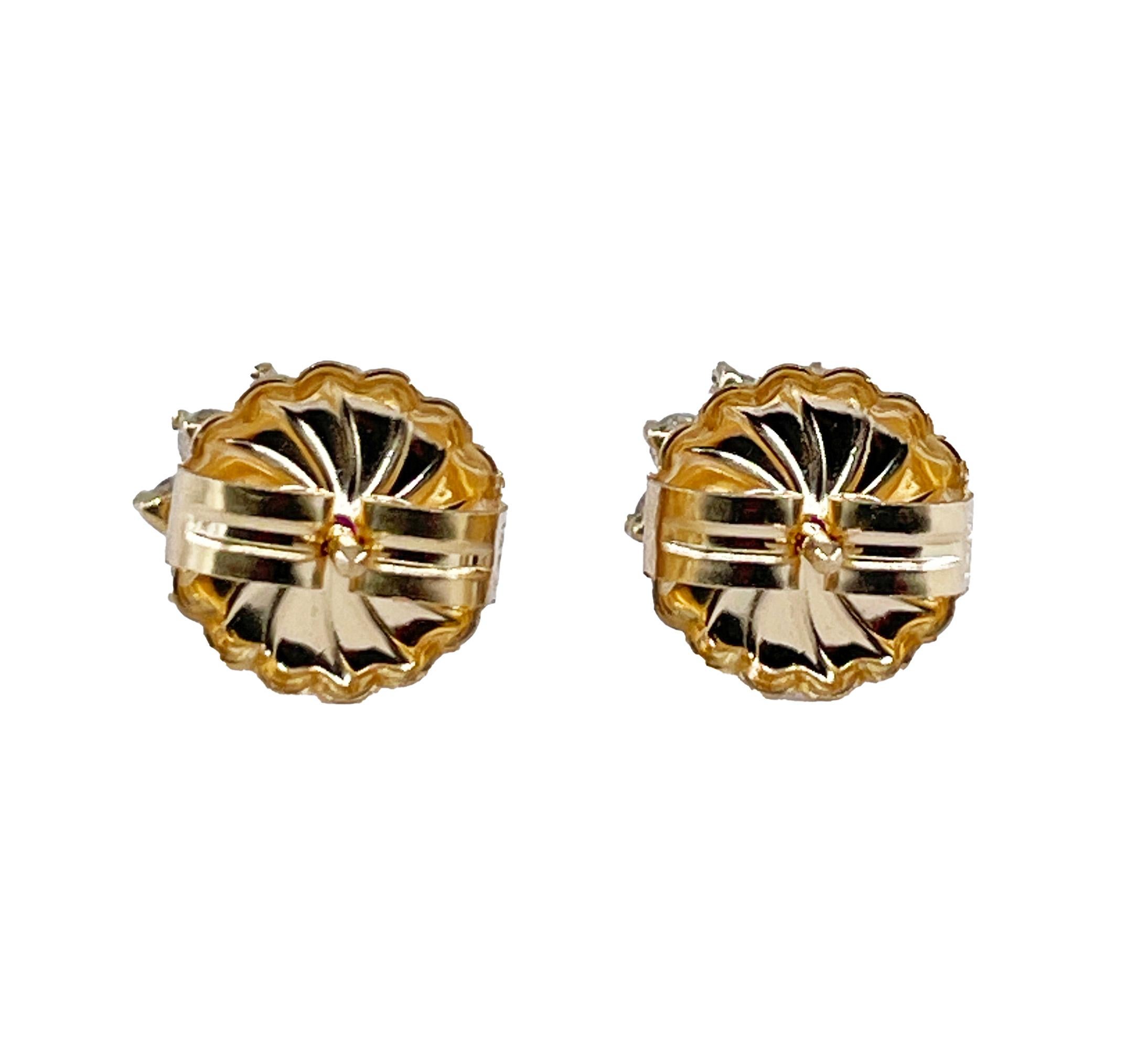Estate Vintage 1.50ct RUBY Diamonds 14K/18K Gold Cluster Stud Post Earrings      For Sale 1